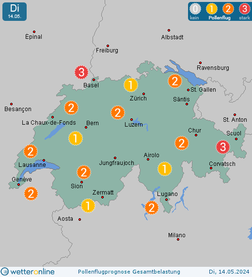 St. Gallen: Pollenflugvorhersage Ambrosia für Donnerstag, den 25.04.2024