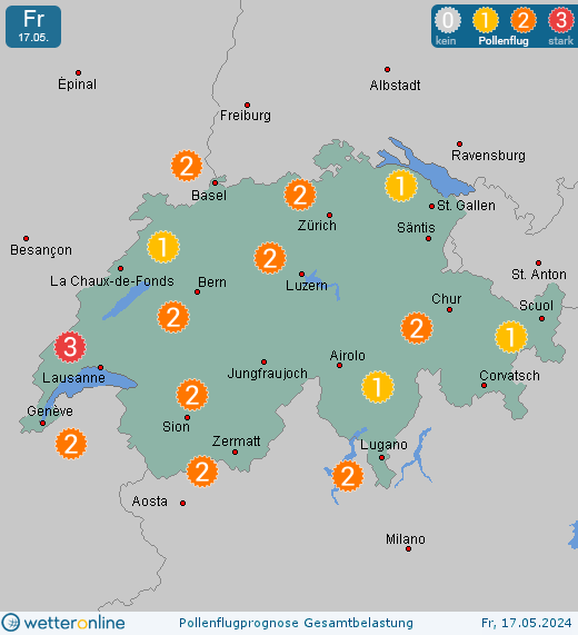 Sankt Moritz: Pollenflugvorhersage Ambrosia für Samstag, den 27.04.2024