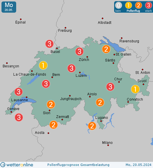 Chur: Pollenflugvorhersage Ambrosia für Montag, den 29.04.2024