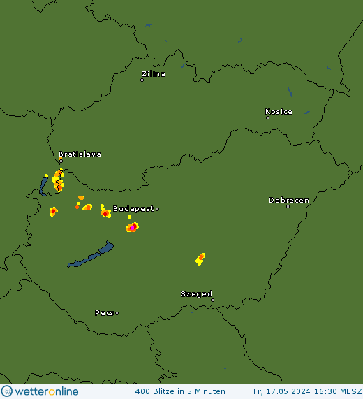 Aktuelle Blitzkarte westliche Karpaten und Ungarn