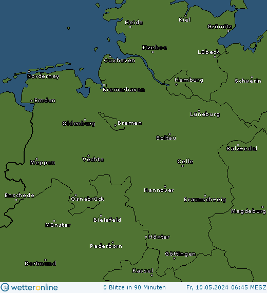 Aktuelle Blitzkarte Niedersachsen und Bremen
