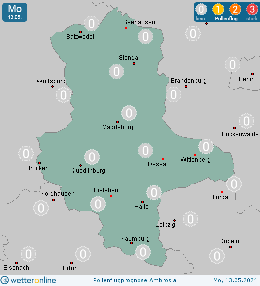 Wittenberg: Pollenflugvorhersage Ambrosia für Dienstag, den 23.04.2024