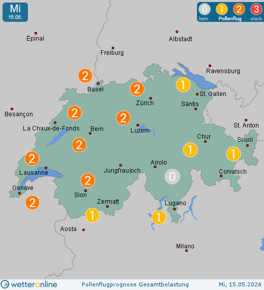 St. Moritz: Pollenflugvorhersage Ambrosia für Donnerstag, den 25.04.2024