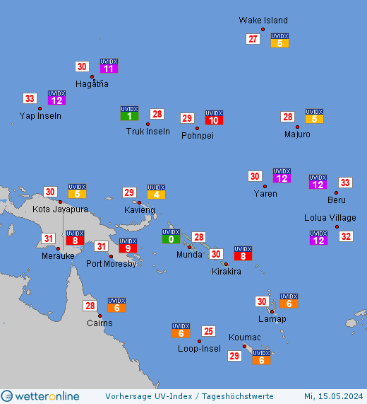 Salomonen: UV-Index-Vorhersage für Donnerstag, den 25.04.2024