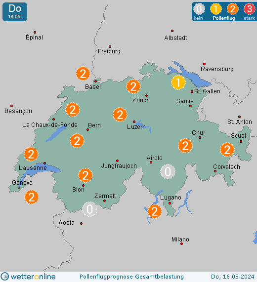 Wattwil: Pollenflugvorhersage Ambrosia für Freitag, den 26.04.2024