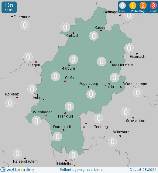 Bad Hersfeld: Pollenflugvorhersage Ulme für Samstag, den 27.04.2024