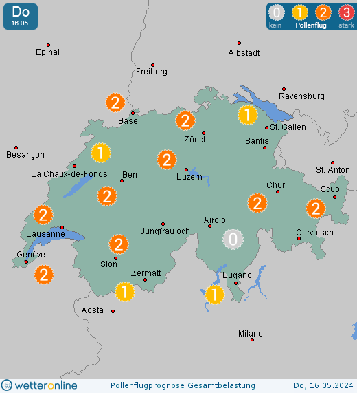 Appenzell: Pollenflugvorhersage Ambrosia für Samstag, den 27.04.2024