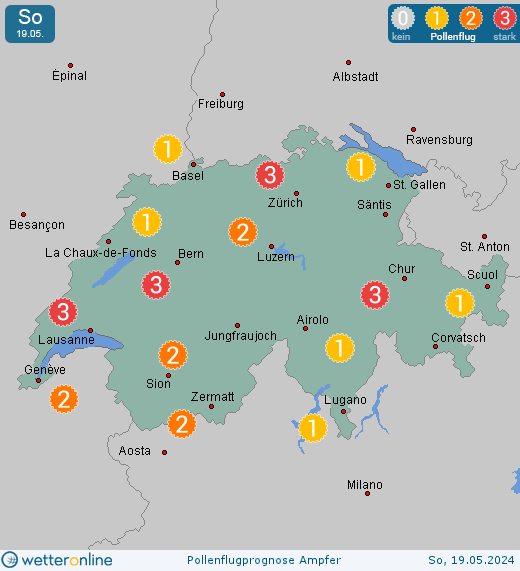 Basel: Pollenflugvorhersage Ampfer für Sonntag, den 28.04.2024