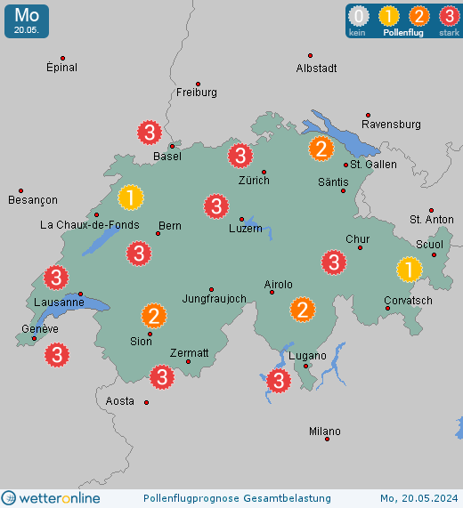 Appenzell: Pollenflugvorhersage Ambrosia für Sonntag, den 28.04.2024