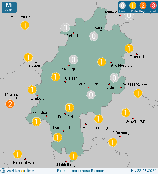 Bad Hersfeld: Pollenflugvorhersage Roggen für Montag, den 29.04.2024