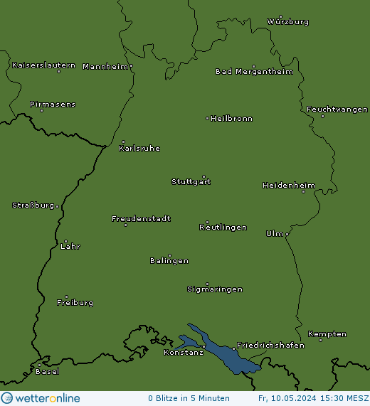 Aktuelle Blitzkarte Baden-Württemberg