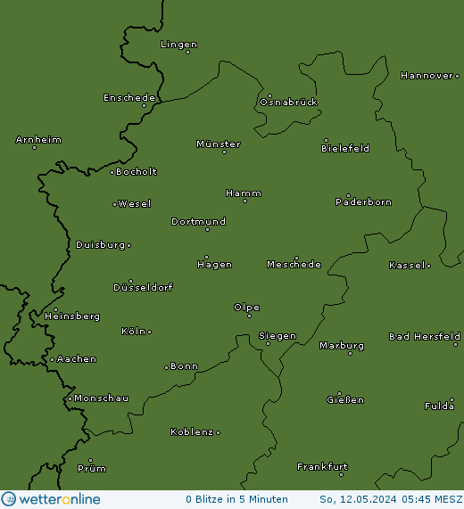 Aktuelle Blitzkarte Nordrhein-Westfalen
