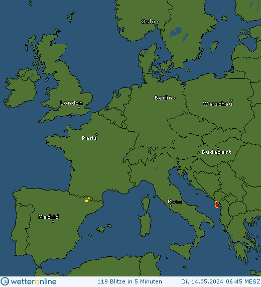 Aktuelle Blitzkarte Europa