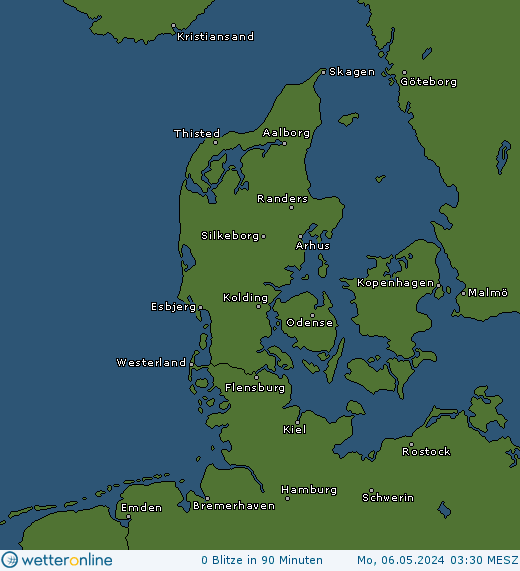 Aktuelle Blitzkarte Dänemark