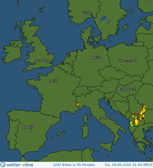 Aktuelle Blitzkarte Europa